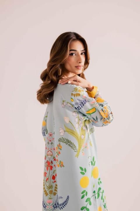 Light Blue Floral Kaftan Set view 2