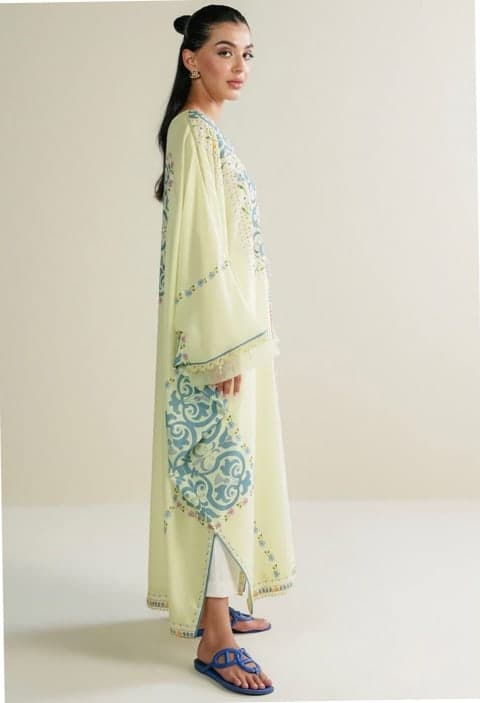 Pastel Green Kaftan Set view 2