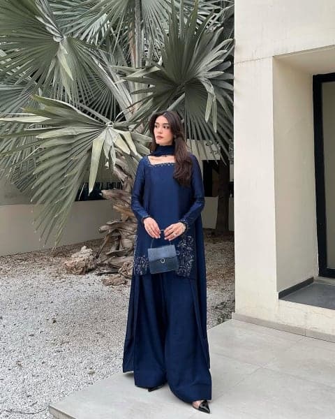 FARSHI SHALWAR KAMEEZ – NAVY BLUE view 1