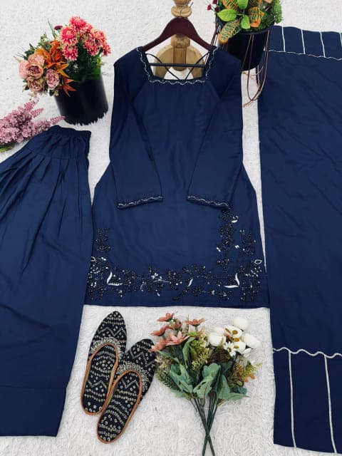 FARSHI SHALWAR KAMEEZ – NAVY BLUE view 2