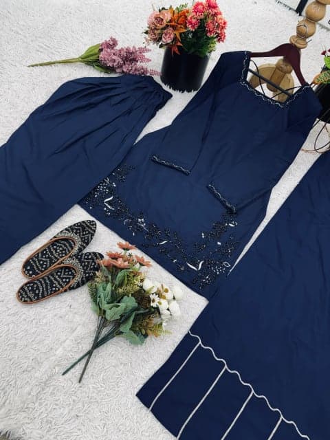 FARSHI SHALWAR KAMEEZ – NAVY BLUE view 3