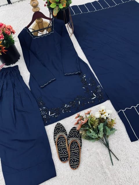 FARSHI SHALWAR KAMEEZ – NAVY BLUE view 4