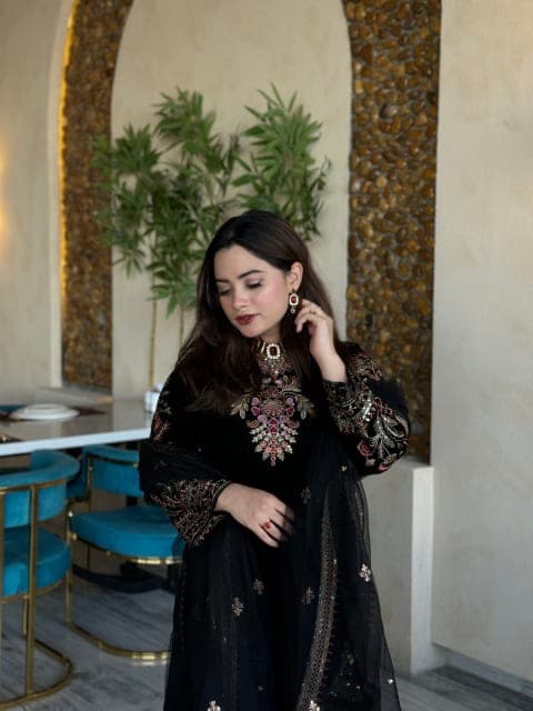 UNSTITCHED - GEORGETTE SET WITH NET DUPATTA view 2
