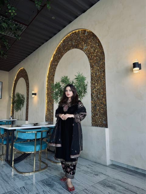 STITCHED - GEORGETTE SET WITH NET DUPATTA view 3