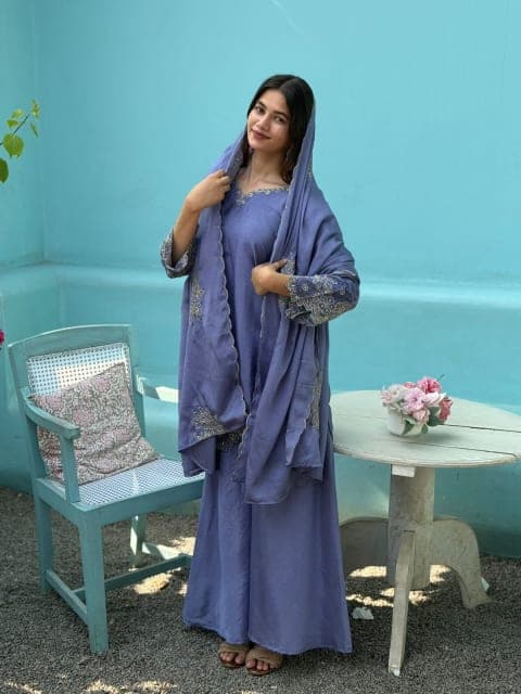 CHINON SILK PALAZO SET- LAVENDER view 1