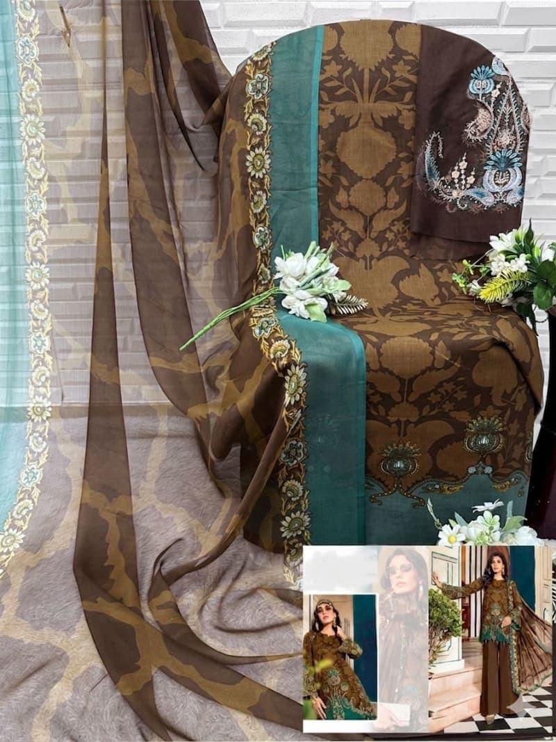 PURE COTTON PRINT WITH EXCLUSIVE PATCH EMBROIDERY - CIFFON DUPATA