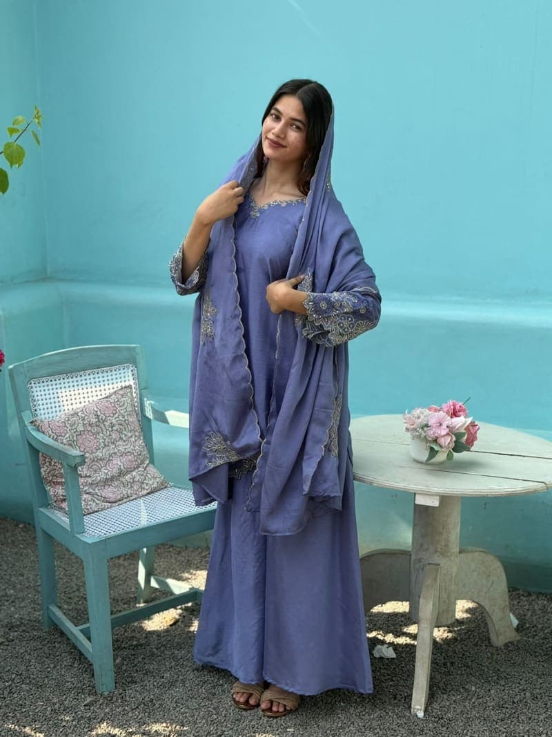 CHINON SILK PALAZO SET- LAVENDER