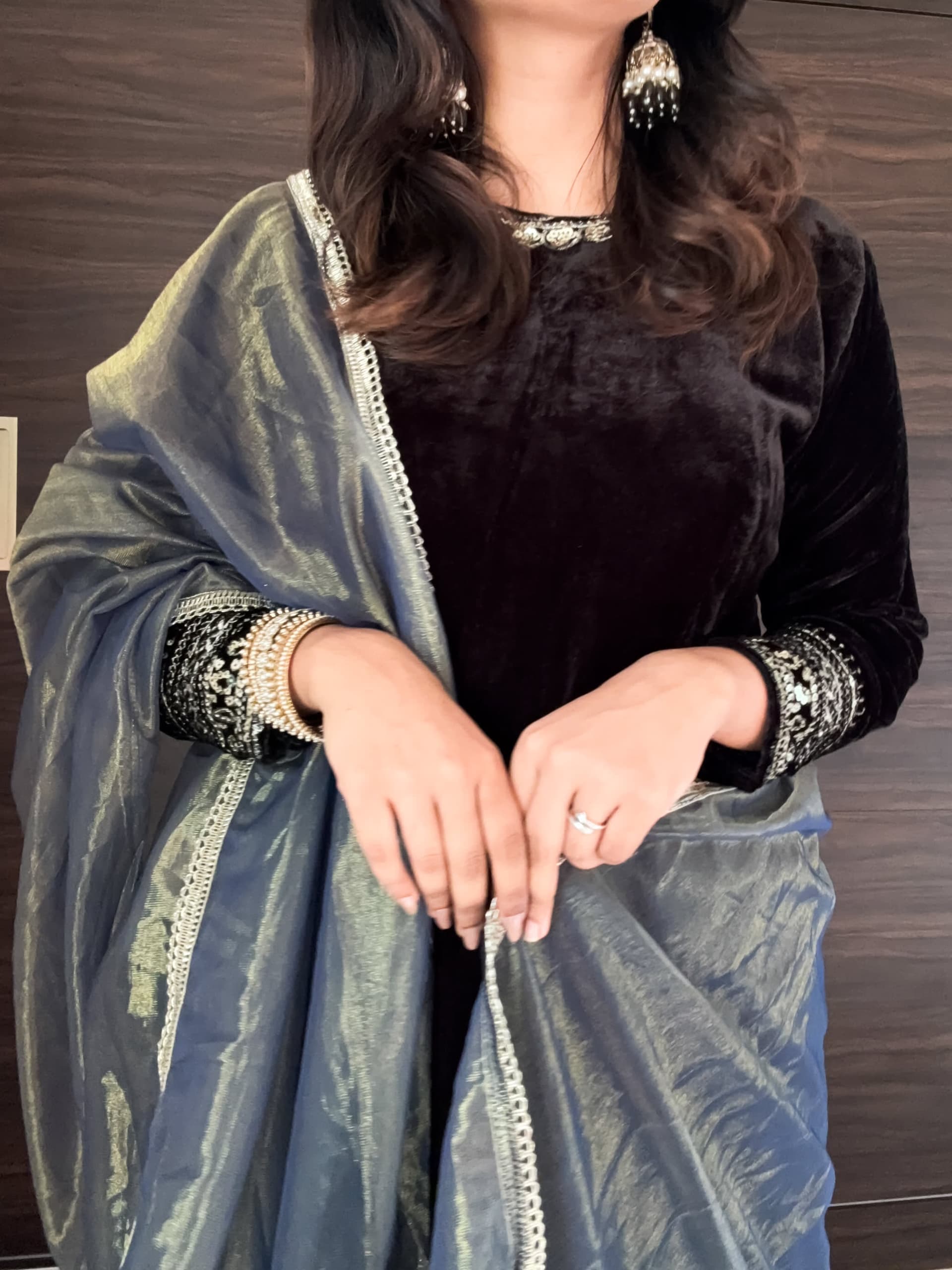 VELVET ANARKALI SUIT view 3