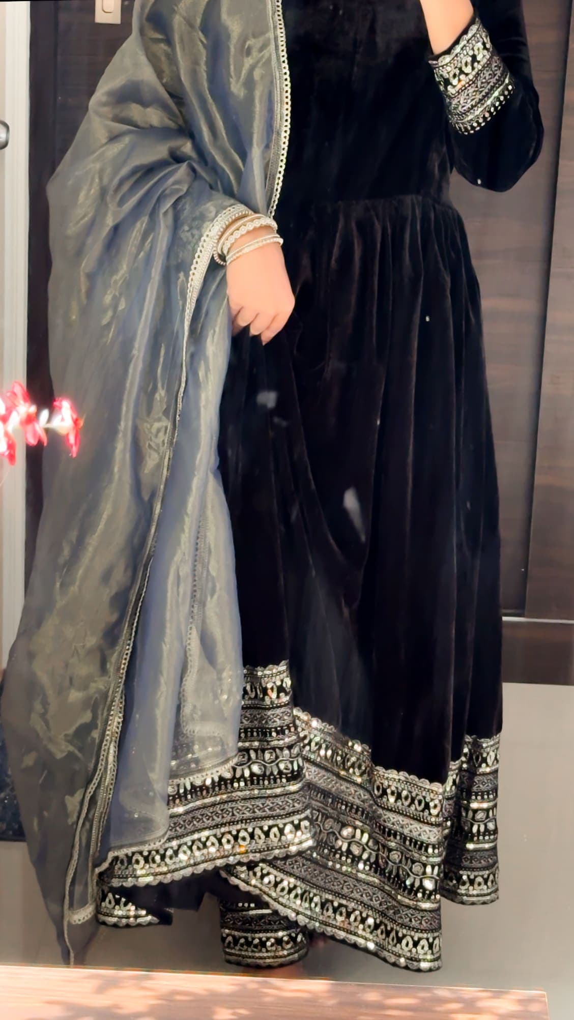VELVET ANARKALI SUIT view 4